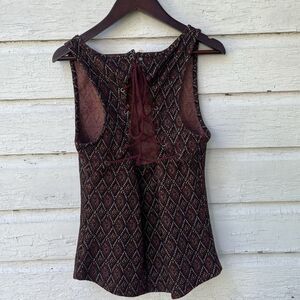 FREE PEOPLE Bright Side Boho Peekaboo Jacquard Corset Tank, Maroon- Size M
